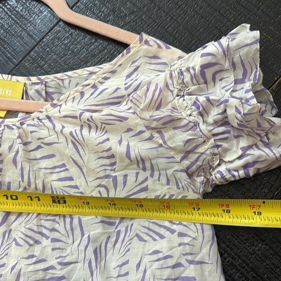 Maeve Silk Blend Short Sleeve Top Blouse lilac white size 0 - Picture 6 of 7